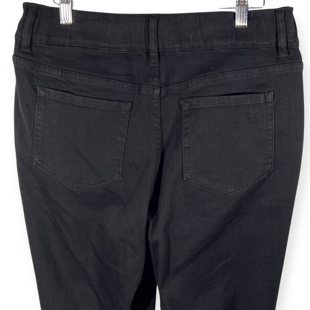 Susan Graver Black High Rise Flare Jeans Pull On Stretch Denim 10 Tall New - Picture 6 of 9